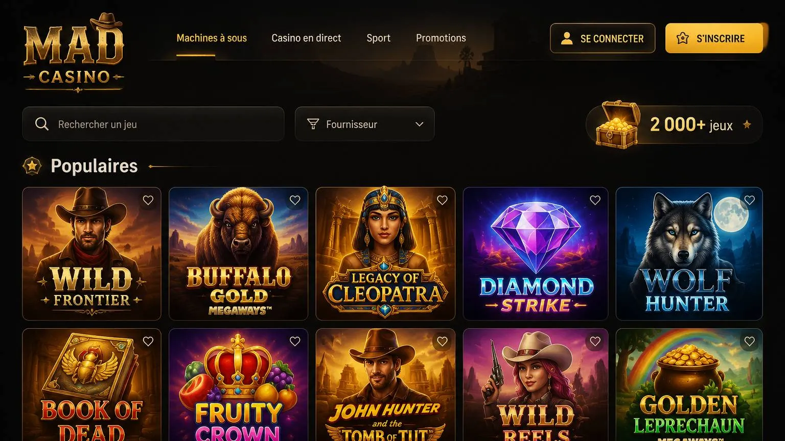Points forts de Mad Casino en ligne – catalogue de jeux et temps de chargement